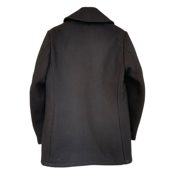 VTG Fox Knapp Mens 36 Black Peacoat Anchor Buttons Quilted Lined Double Breasted - Picture 2 of 13